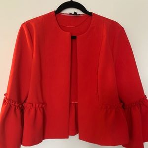 Red TOPSHOP Bell Sleeve Blazer